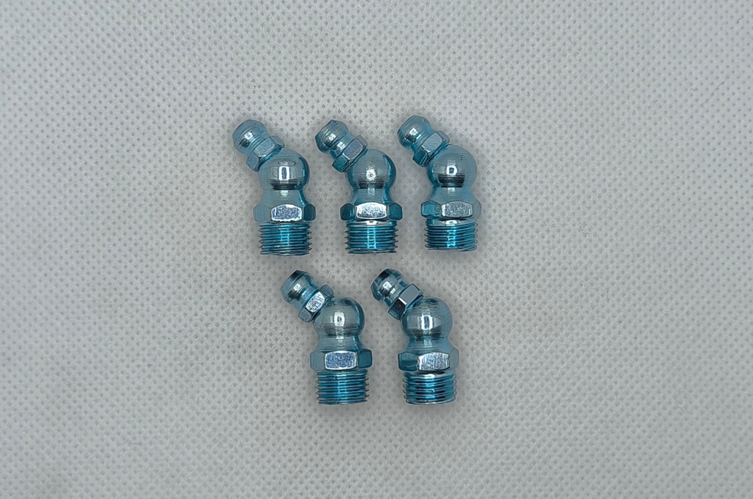 Комплект угловых пресс-масленок (тавотница) М10х1 45 градусов 10 шт. Комплект угловых пресс-масленок (тавотница) М10х1 45 градусов 10 шт.